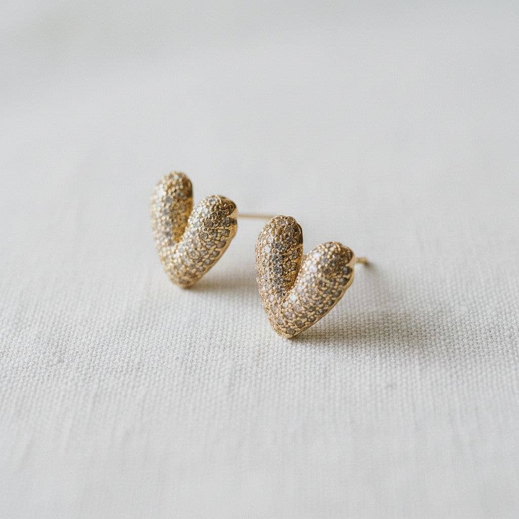 Heart-stone Drop Studs
