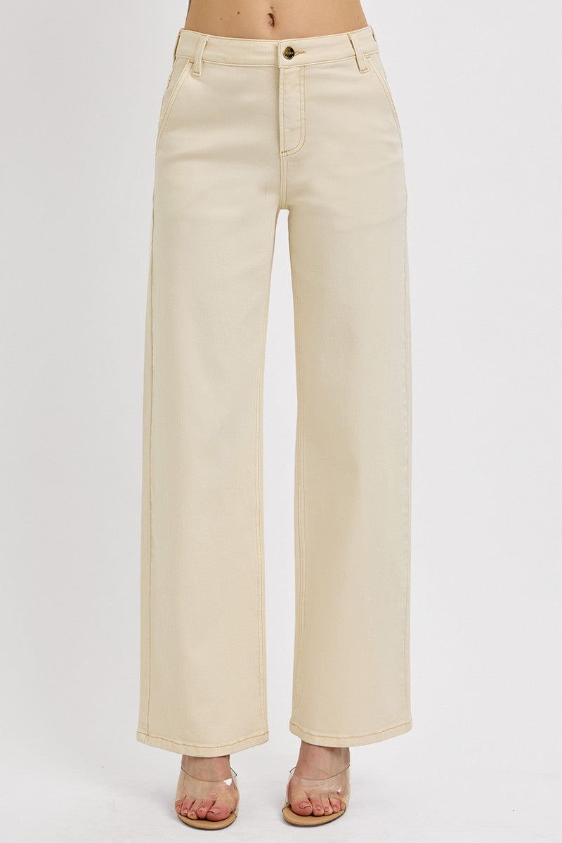 Tummy Control Mid Rise Fit Ankle Baggy Pants