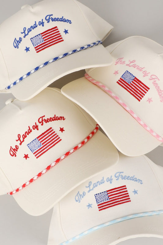 The Land Of Freedom Flag Embroidered Trucker Hat