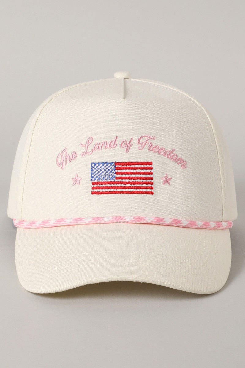 The Land Of Freedom Flag Embroidered Trucker Hat