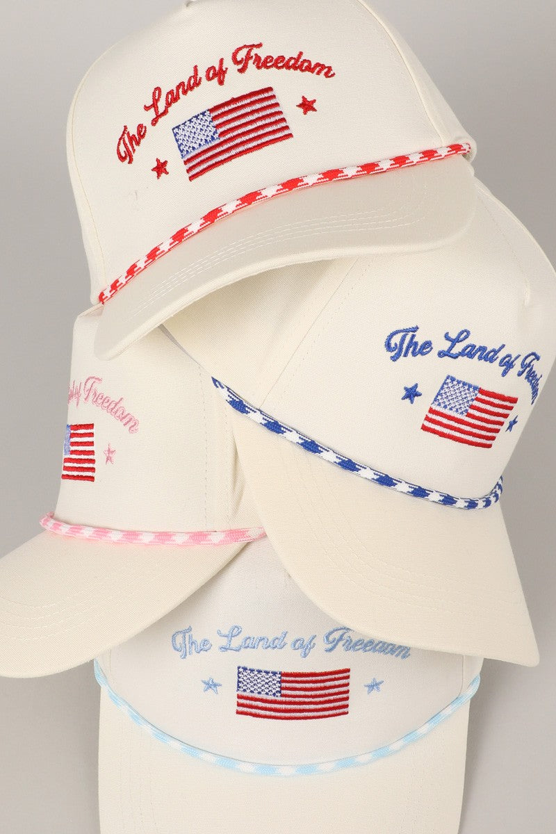 The Land Of Freedom Flag Embroidered Trucker Hat