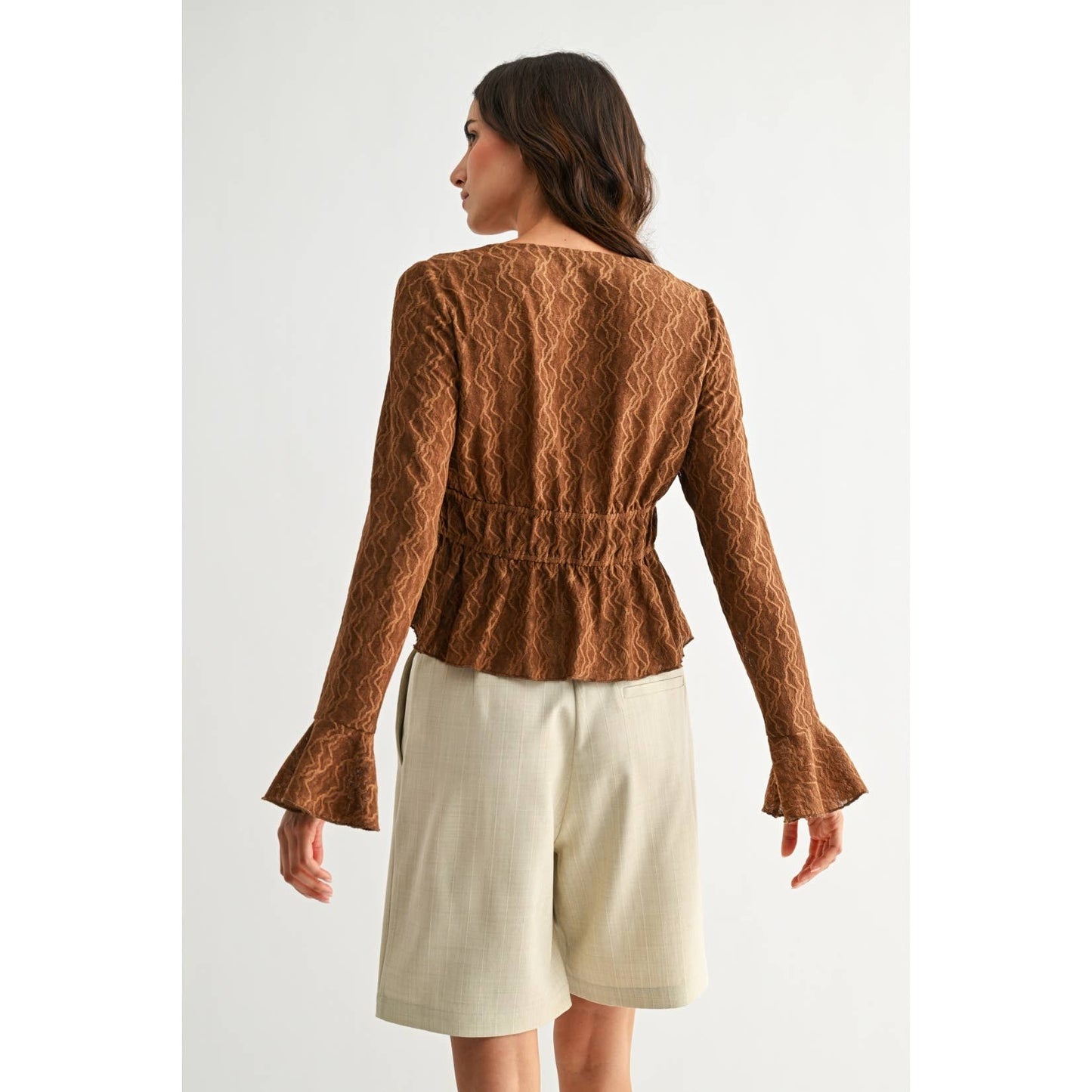 Midtown Textured Lace-Up Top