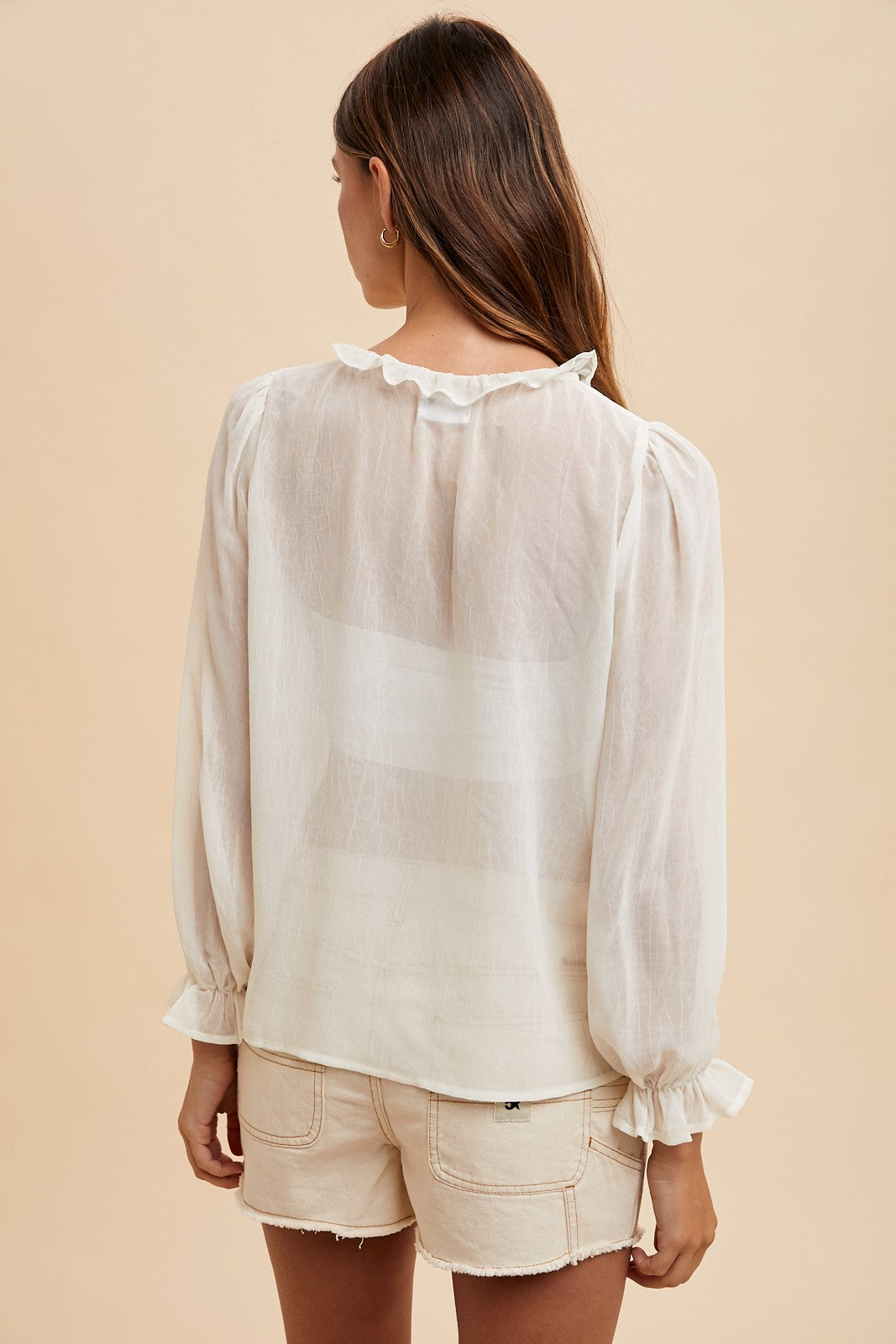 Crochet Sweater Vest & Chiffon Blouse Set