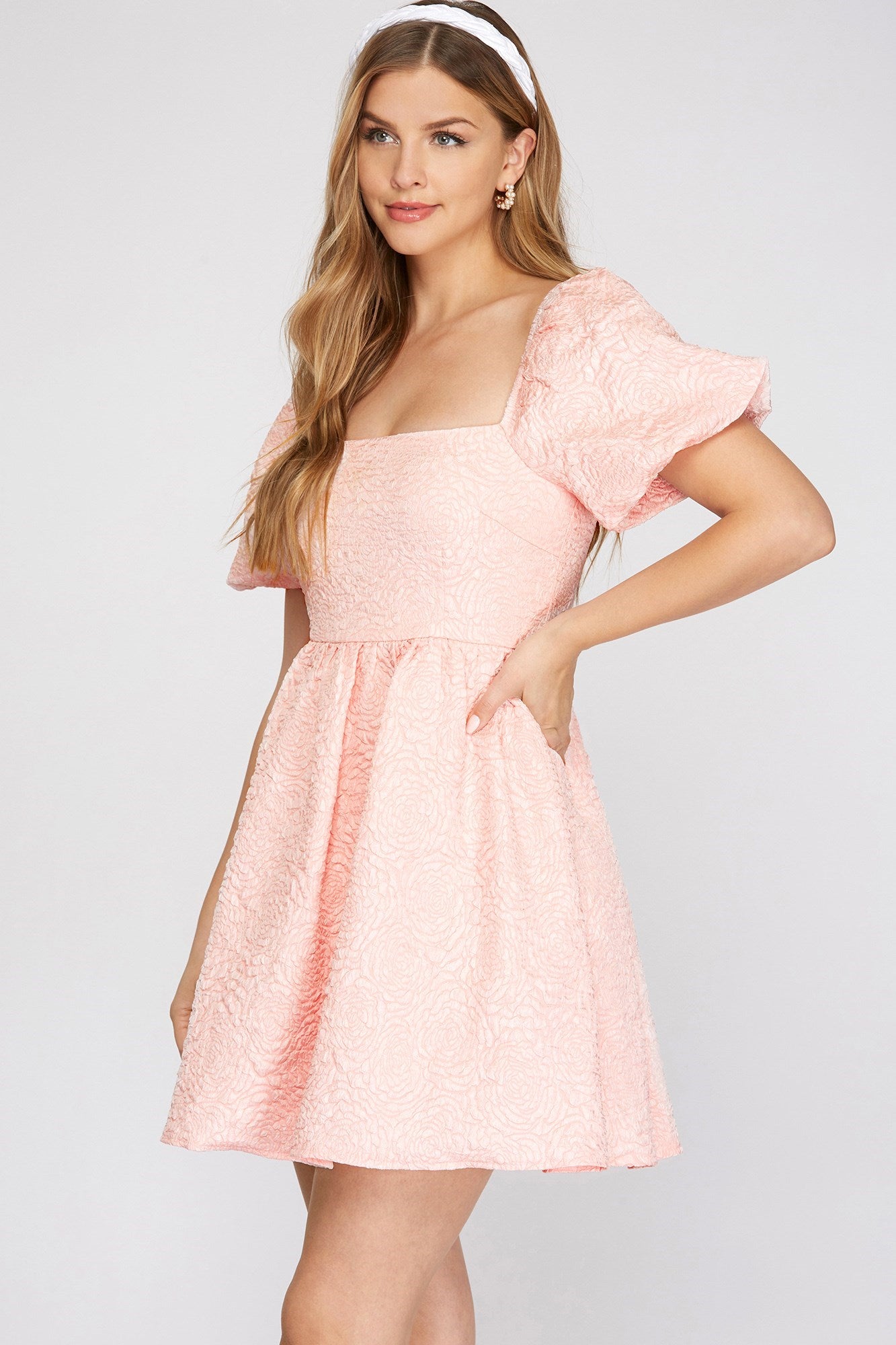 Short Puff Sleeve Babydoll Dress