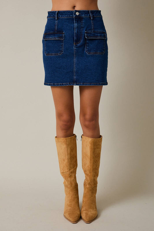 High-Rise Stretch Denim Mini Skirt