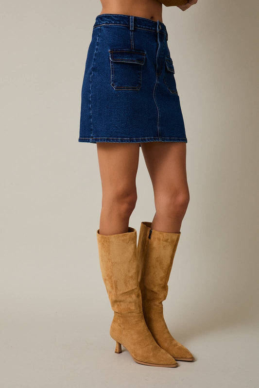 High-Rise Stretch Denim Mini Skirt