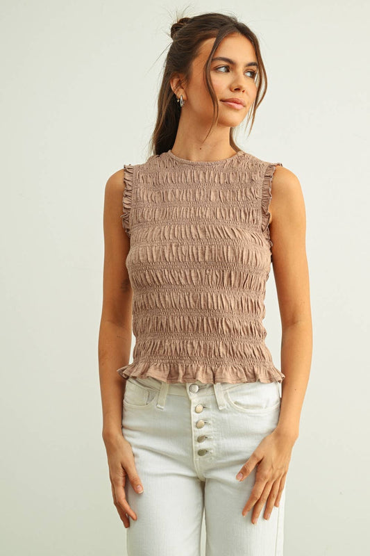 Mauve Muse Smocked Tank