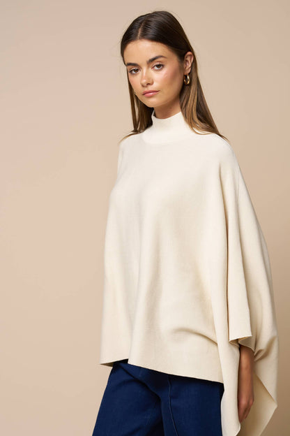 Oversized Mock Neck Poncho Sweater