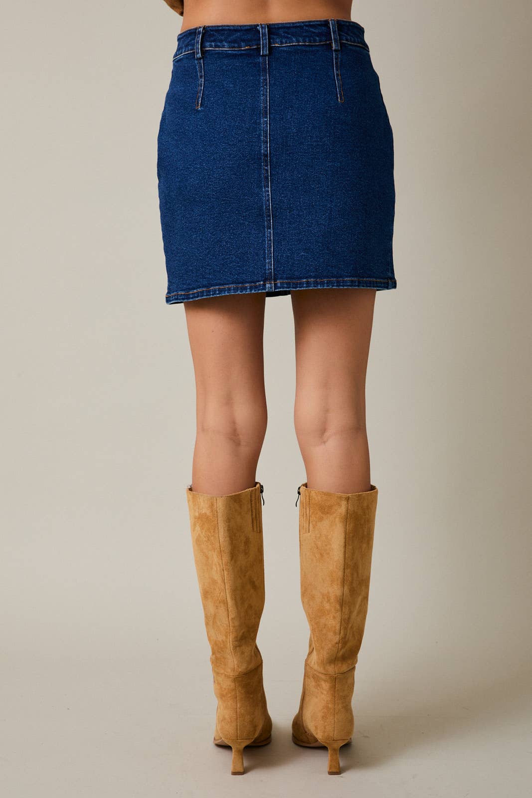 High-Rise Stretch Denim Mini Skirt