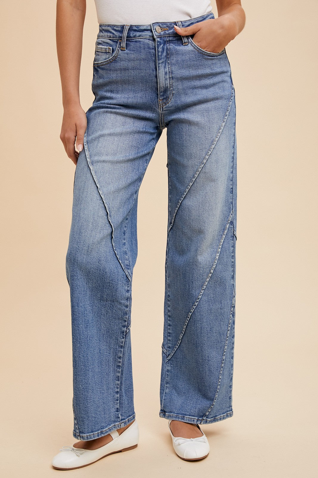 Annie Seamed Wide Leg Jeans