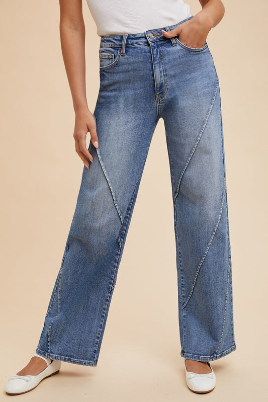 Annie Seamed Wide Leg Jeans
