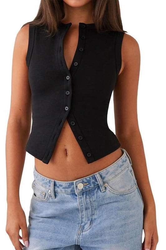 Sleeveless Button Up Tank