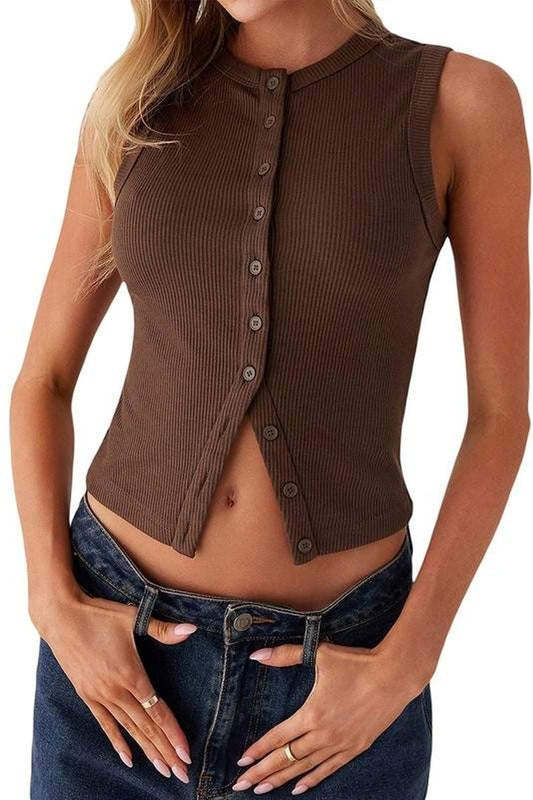 Sleeveless Button Up Tank