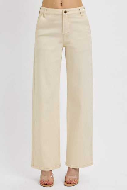 Tummy Control Mid Rise Fit Ankle Baggy Pants