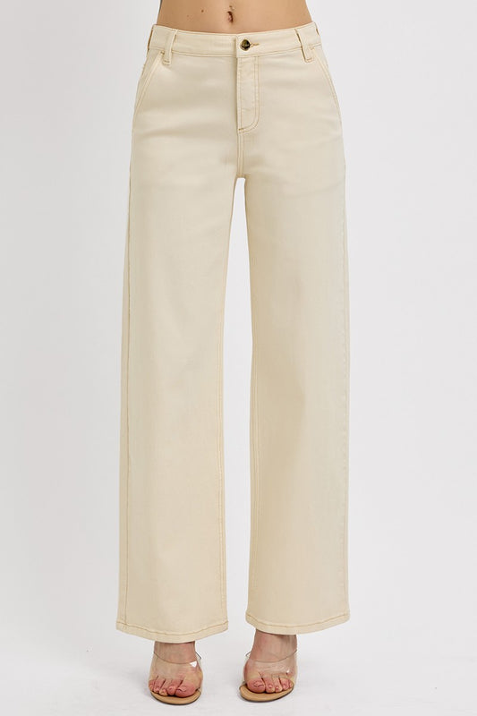 Tummy Control Mid Rise Fit Ankle Baggy Pants