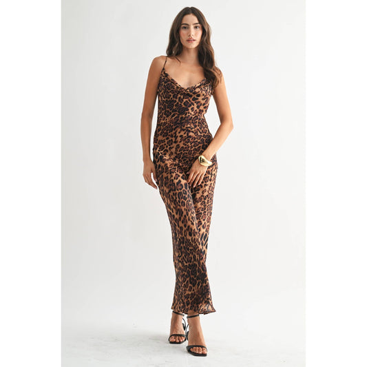 Safari Nights Leopard Maxi Slip Dress