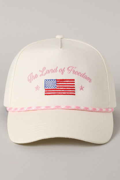 The Land Of Freedom Flag Embroidered Trucker Hat