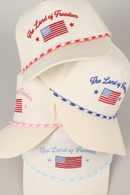 The Land Of Freedom Flag Embroidered Trucker Hat