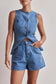 Buttoned Denim Vest And Shorts Set