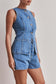 Buttoned Denim Vest And Shorts Set