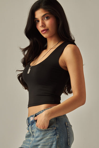 Double Layered Scoop Neck Tank Top