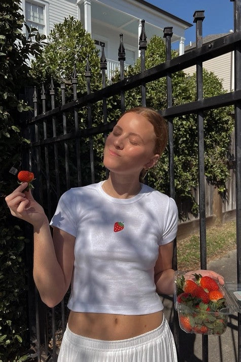 Strawberry Ribbed Baby Tee