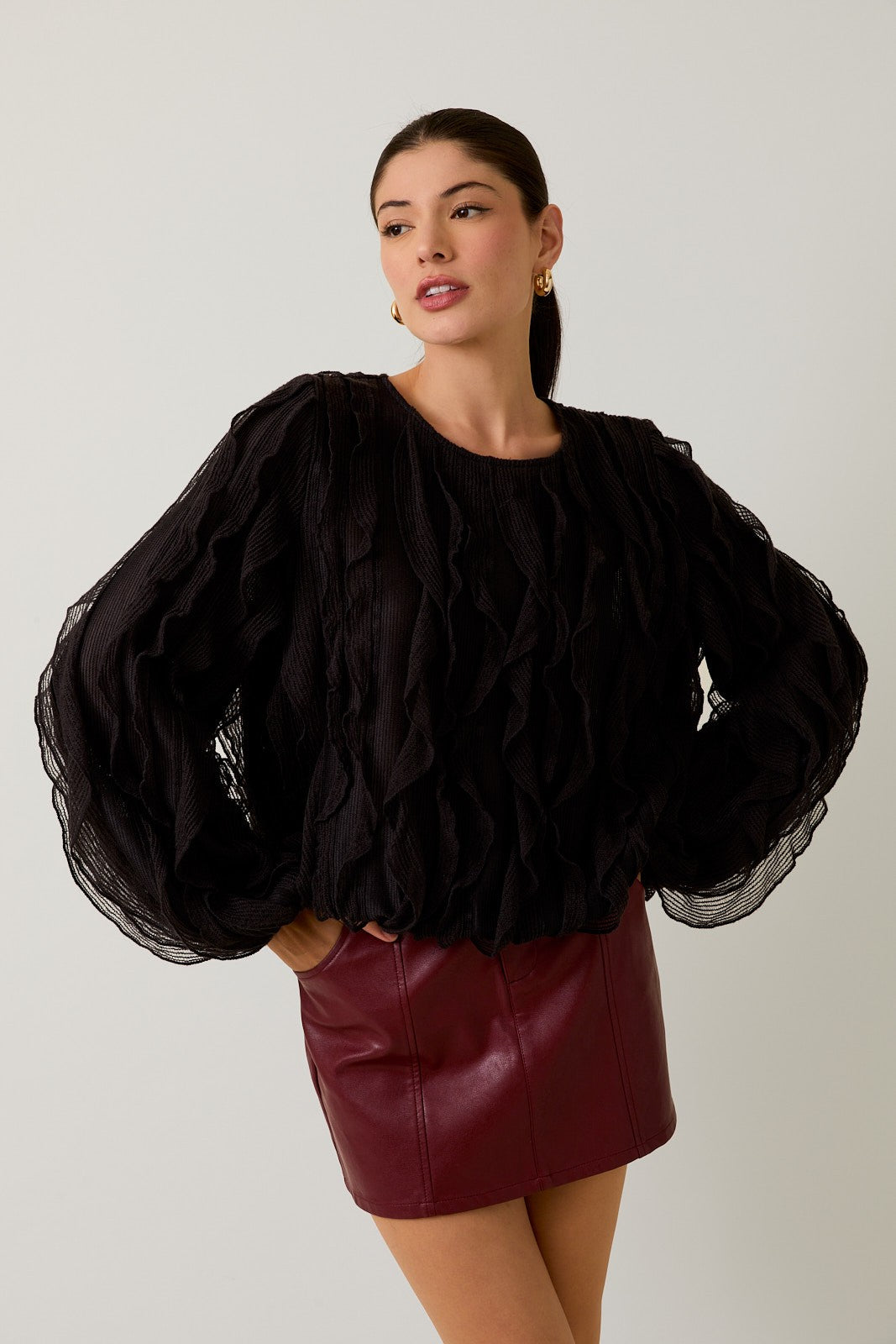 Midnight Ruffle Blouse