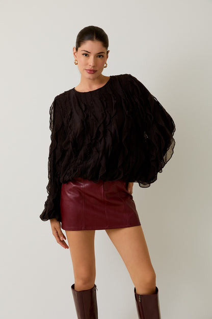 Midnight Ruffle Blouse