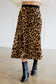 Animal Print Pleated Midi Skirt