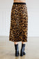 Animal Print Pleated Midi Skirt