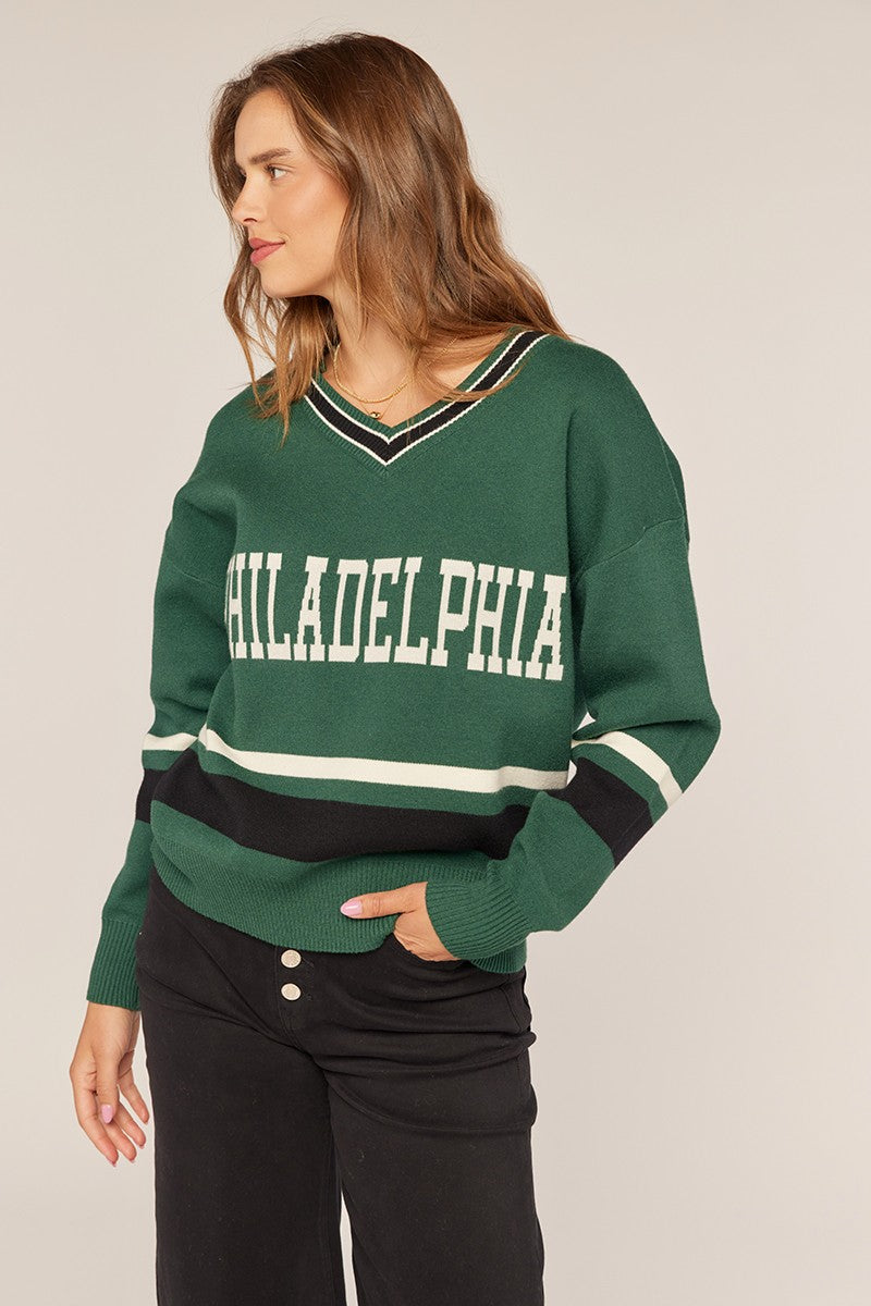 Philadelphia Logo V Neck Sweater