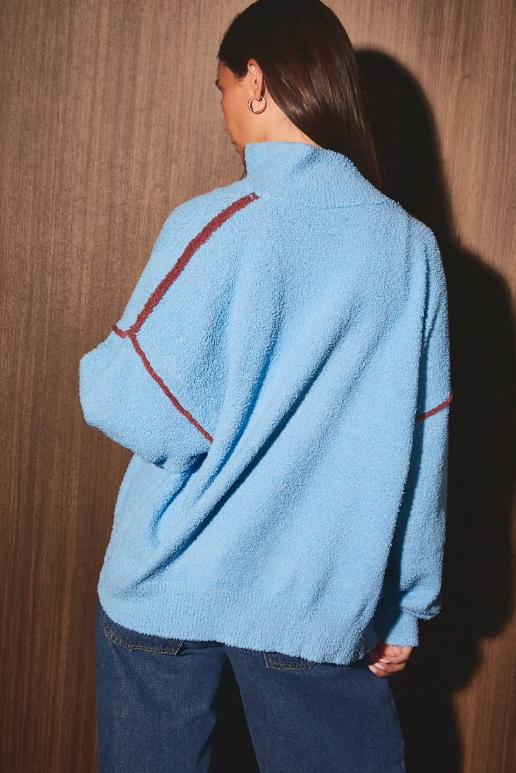 Cozy Stripe Zip-Front Sweater Jacket