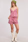 Strawberry Print Gingham Tank Top And Shorts Set