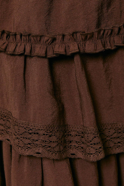 Chocolate Lace & Ruffle Dress