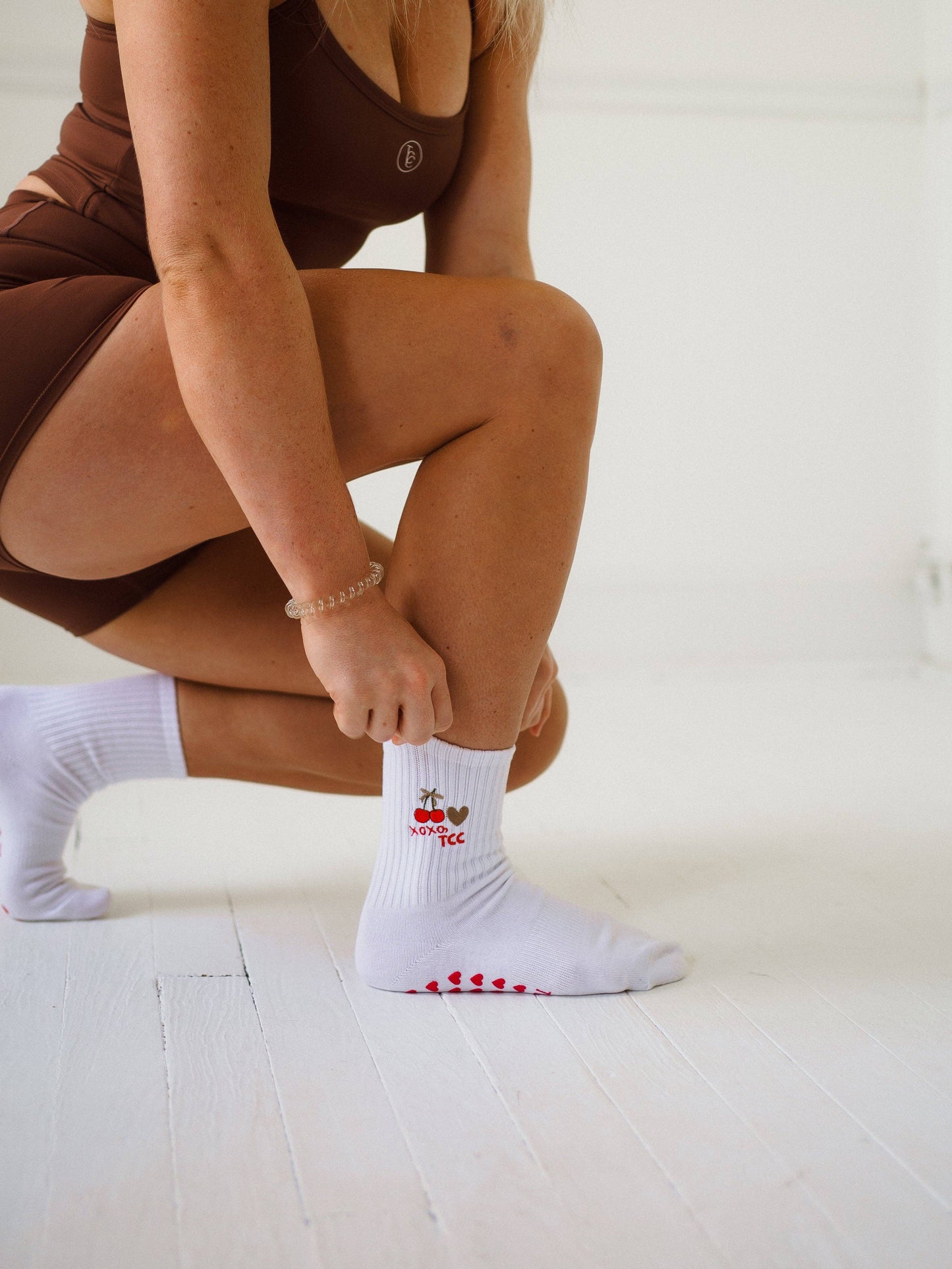 XOXO Cherry & Heart Grip Socks