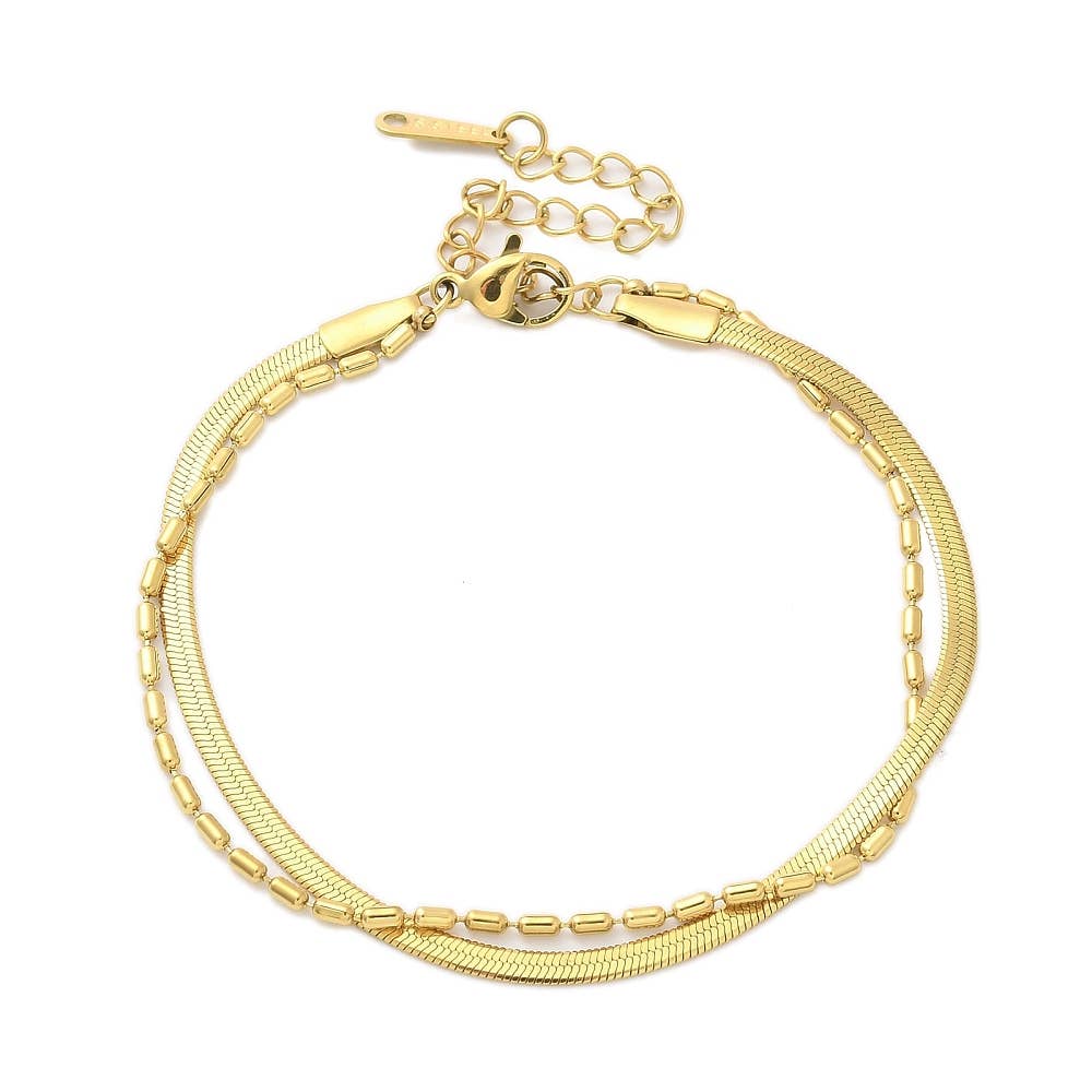 Layered Snake & Bead Bracelet