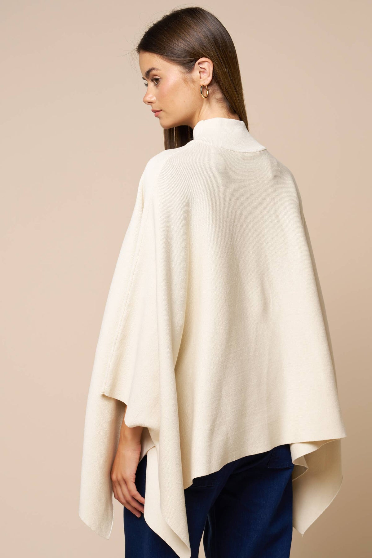 Oversized Mock Neck Poncho Sweater