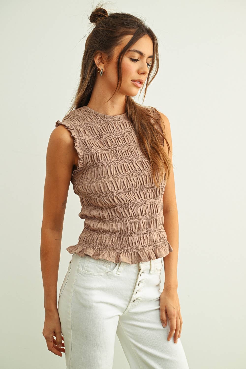Mauve Muse Smocked Tank