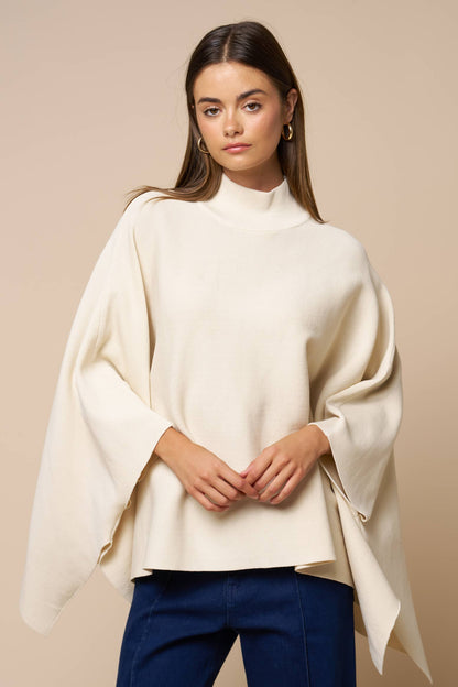 Oversized Mock Neck Poncho Sweater