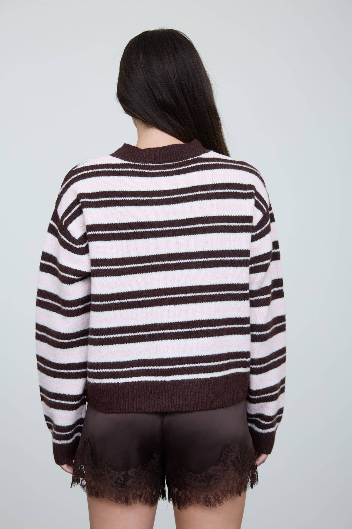 Multi-Color Stripe Crewneck Knit Sweater