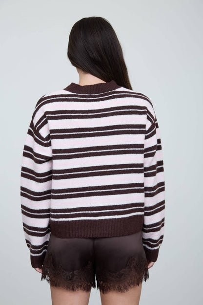 Multi-Color Stripe Crewneck Knit Sweater