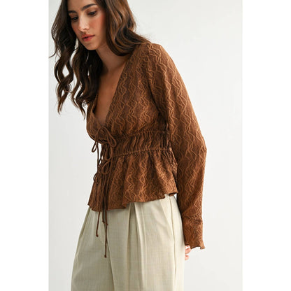 Midtown Textured Lace-Up Top