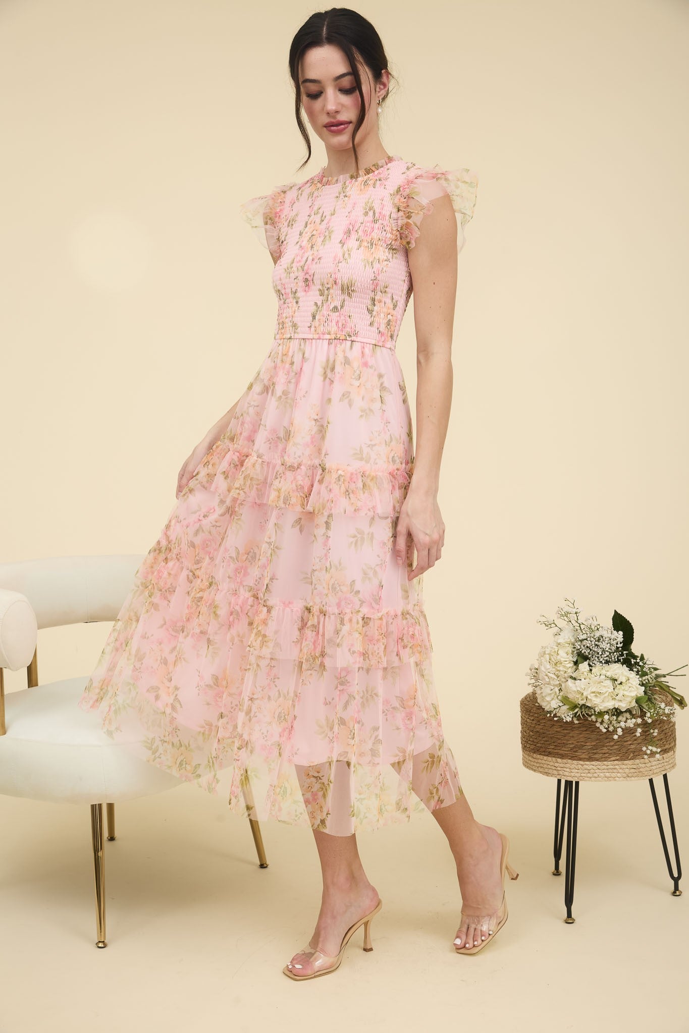 Floral Smocked Ruffle Tiered Maxi Dress
