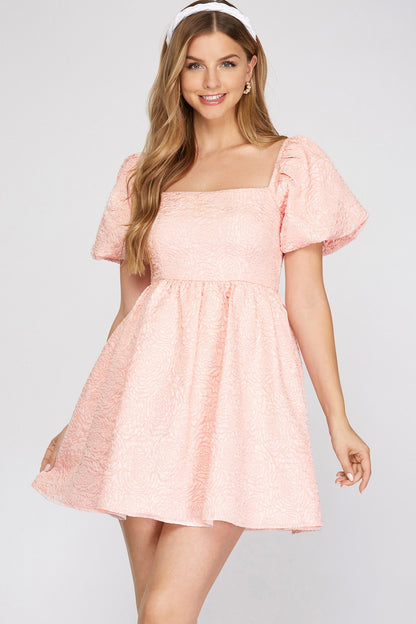 Short Puff Sleeve Babydoll Dress