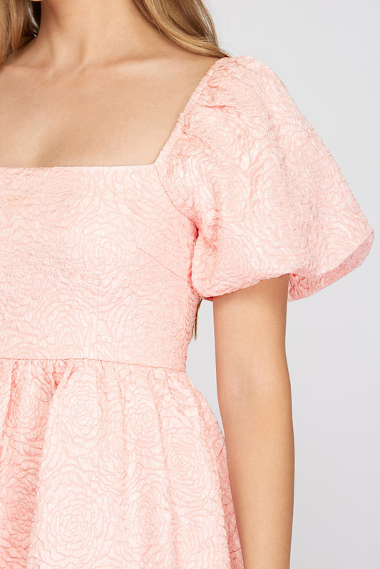 Short Puff Sleeve Babydoll Dress