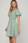 Puff Sleeve V Neck Mini Dress