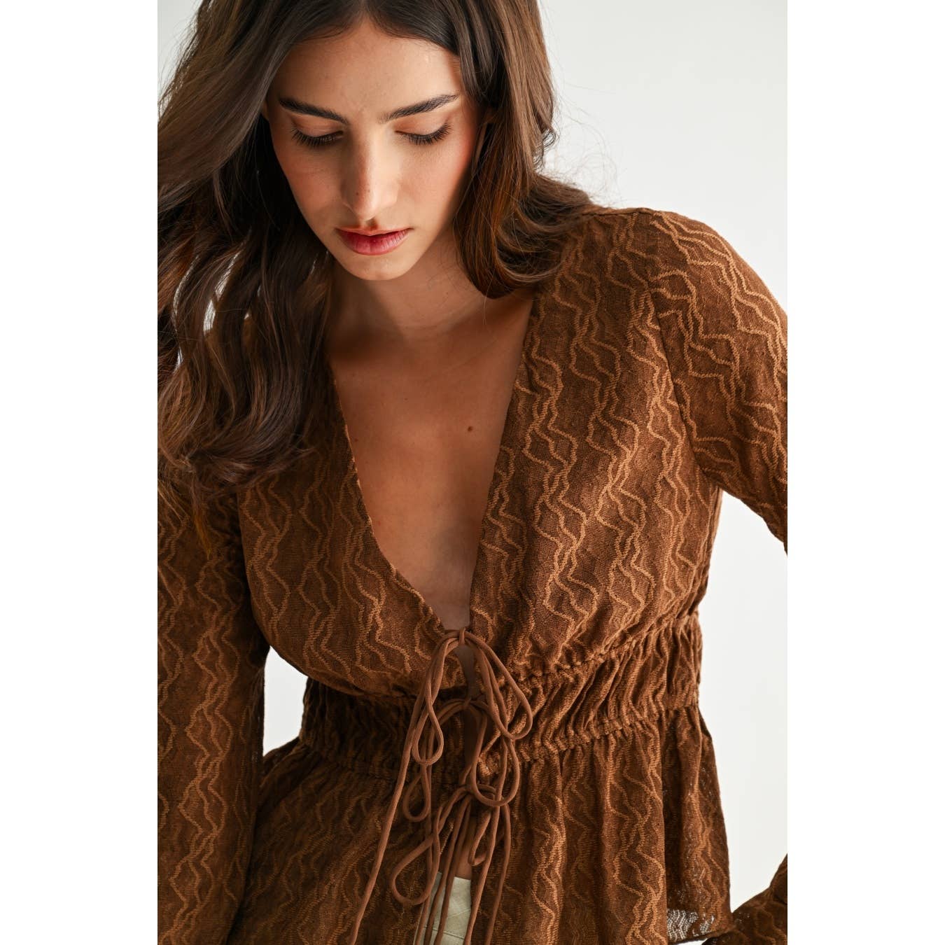 Midtown Textured Lace-Up Top