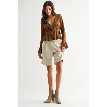 Midtown Textured Lace-Up Top