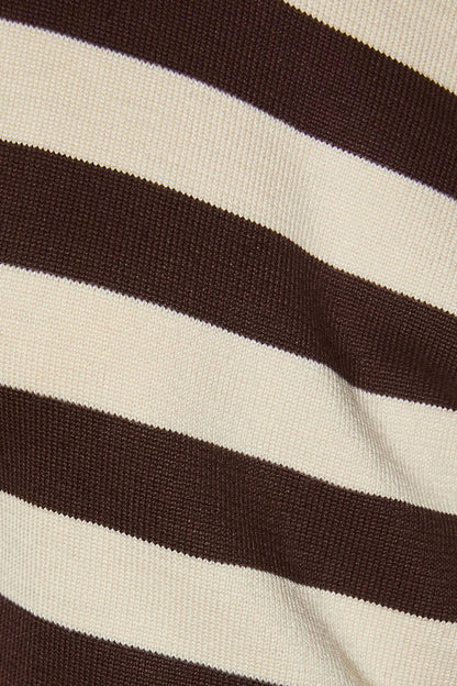 Striped Boat-Neck Dolman Knit Sweater