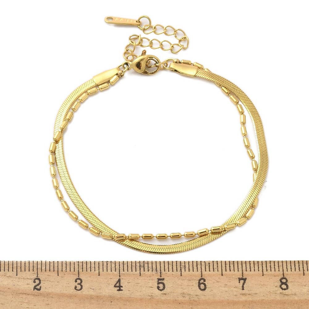 Layered Snake & Bead Bracelet